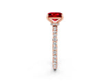 Rose gold Princess Cut Ruby Solitaire Engagement Ring with Pavé Band and Four-Prong Setting_2
