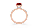 Rose gold Princess Cut Ruby Solitaire Engagement Ring with Pavé Band and Four-Prong Setting_3