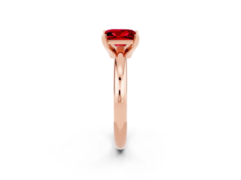 Rose gold Princess Cut Ruby Solitaire Engagement Ring with Round Band and Four-Prong Setting_2