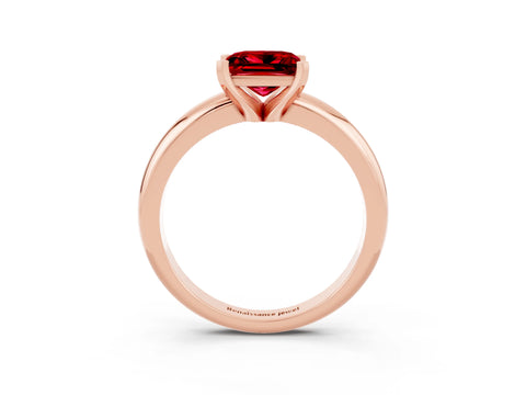 Rose gold Princess Cut Ruby Solitaire Engagement Ring with Round Band and Four-Prong Setting_3