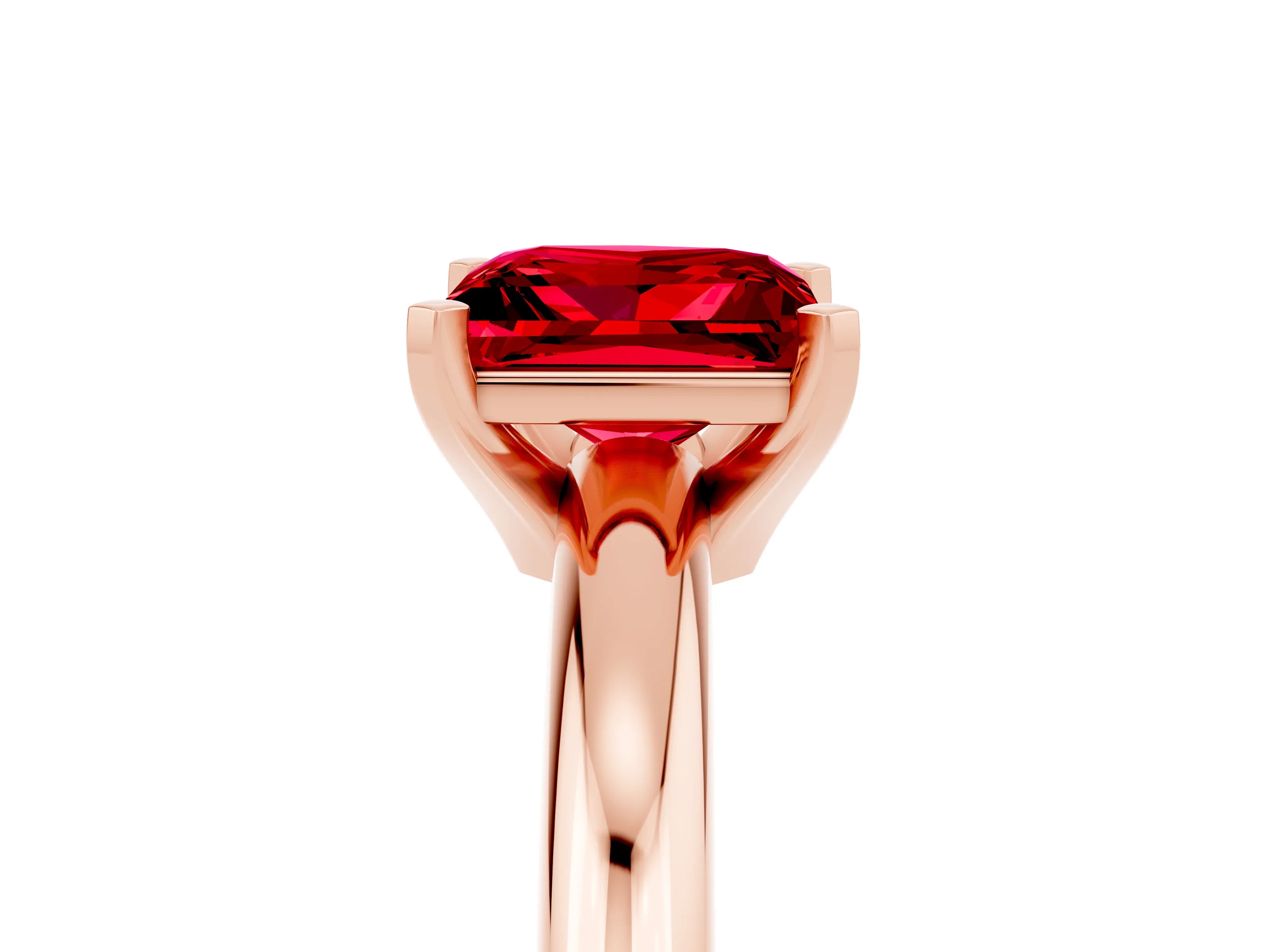 Rose gold Princess Cut Ruby Solitaire Engagement Ring with Round Band and Four-Prong Setting_5