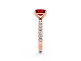 Rose gold Princess Cut Ruby Solitaire Pavé Band with Four-Prong Setting_2