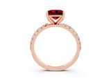 Rose gold Princess Cut Ruby Solitaire Pavé Band with Four-Prong Setting_3