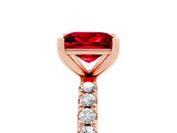 Rose gold Princess Cut Ruby Solitaire Pavé Band with Four-Prong Setting_5