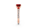 Rose gold Princess Cut Ruby Solitaire Pavé Engagement Ring with Round Band and Prong Setting_14