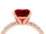 Rose gold Princess Cut Ruby Solitaire Pavé Engagement Ring with Round Band and Prong Setting_16