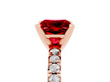 Rose gold Princess Cut Ruby Solitaire Pavé Engagement Ring with Round Band and Prong Setting_71