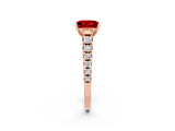 Rose gold Princess Cut Ruby Solitaire Ring with Cathedral Setting and Pavé Band_2