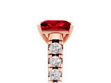 Rose gold Princess Cut Ruby Solitaire Ring with Cathedral Setting and Pavé Band_5