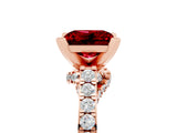 Rose gold Princess Cut Ruby Solitaire Ring with Crossover Gallery and Round  Pavé Band_17