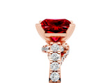 Rose gold Princess Cut Ruby Solitaire Ring with Crossover Gallery and Round  Pavé Band_41