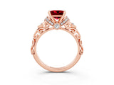 Rose gold Princess Cut Ruby Solitaire Ring with Filigree Band and Four-Prong Setting_39