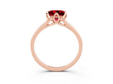 Rose gold Princess Cut Ruby Solitaire Ring with Flower Prong Setting and Classic Band_39