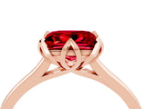 Rose gold Princess Cut Ruby Solitaire Ring with Flower Prong Setting and Classic Band_40