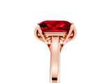 Rose gold Princess Cut Ruby Solitaire Ring with Flower Prong Setting and Classic Band_41