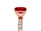 Rose gold Princess Cut Ruby Solitaire Ring with Pavé Accents and Four-Prong Setting_5
