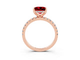 Rose gold Princess Cut Ruby Solitaire Ring with Pavé Band and Four-Prong Setting_27