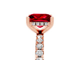 Rose gold Princess Cut Ruby Solitaire Ring with Pavé Band and Four-Prong Setting_29