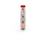 Rose gold Princess Cut Ruby Solitaire Ring with Pavé and Channel Set Band_2