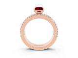 Rose gold Princess Cut Ruby Solitaire Ring with Pavé and Channel Set Band_3