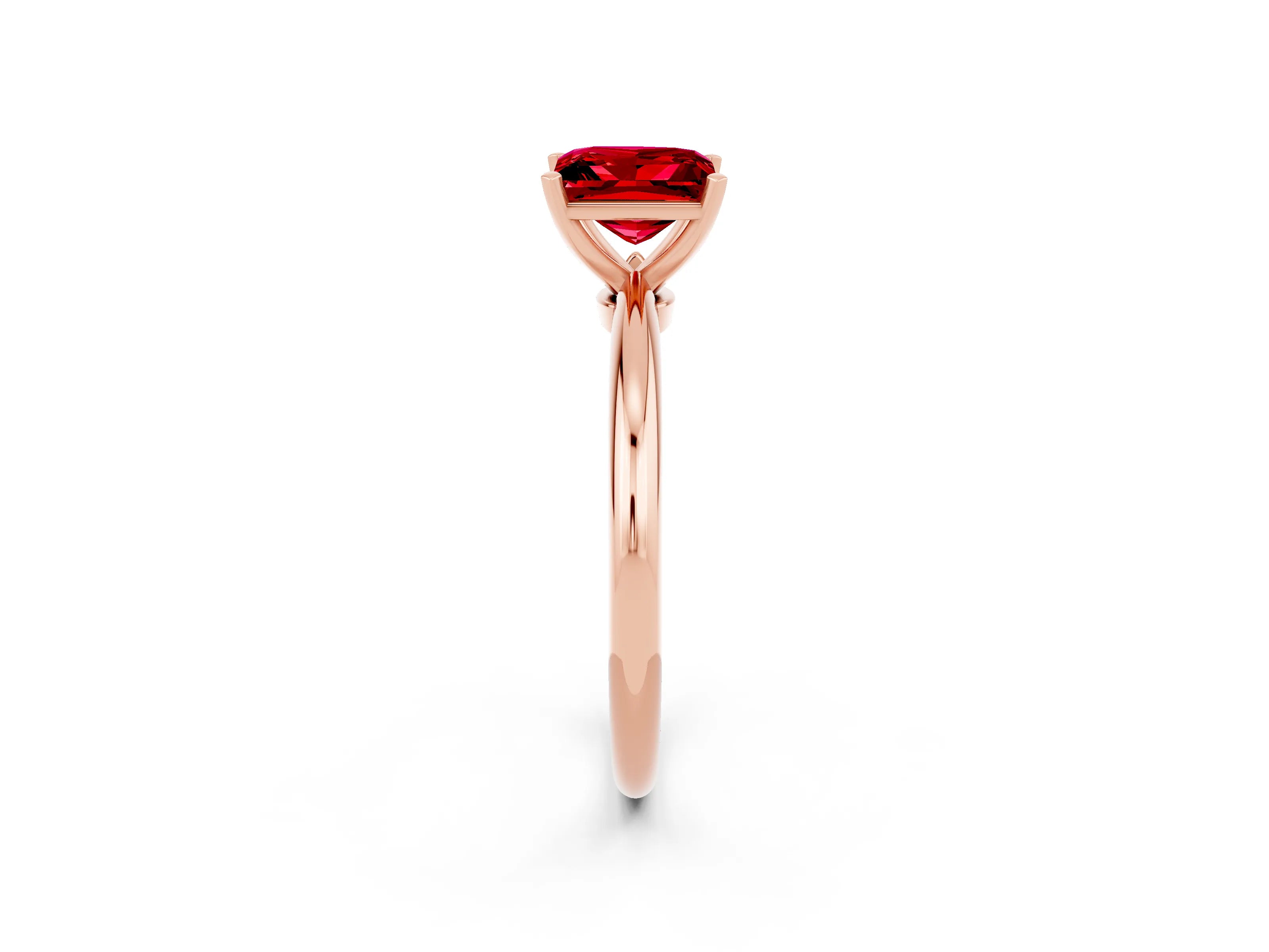 Rose gold Princess Cut Ruby Solitaire Ring with Six-Prong Setting and Classic Band_2
