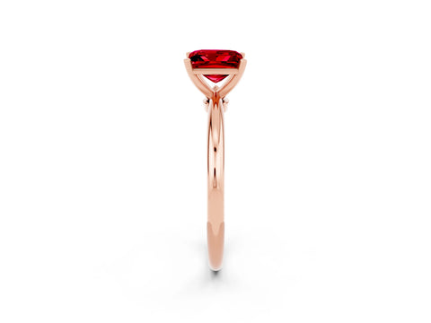 Rose gold Princess Cut Ruby Solitaire Ring with Six-Prong Setting and Classic Band_2
