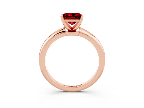 Rose gold Princess Cut Ruby Solitaire Ring with Six-Prong Setting and Classic Band_3