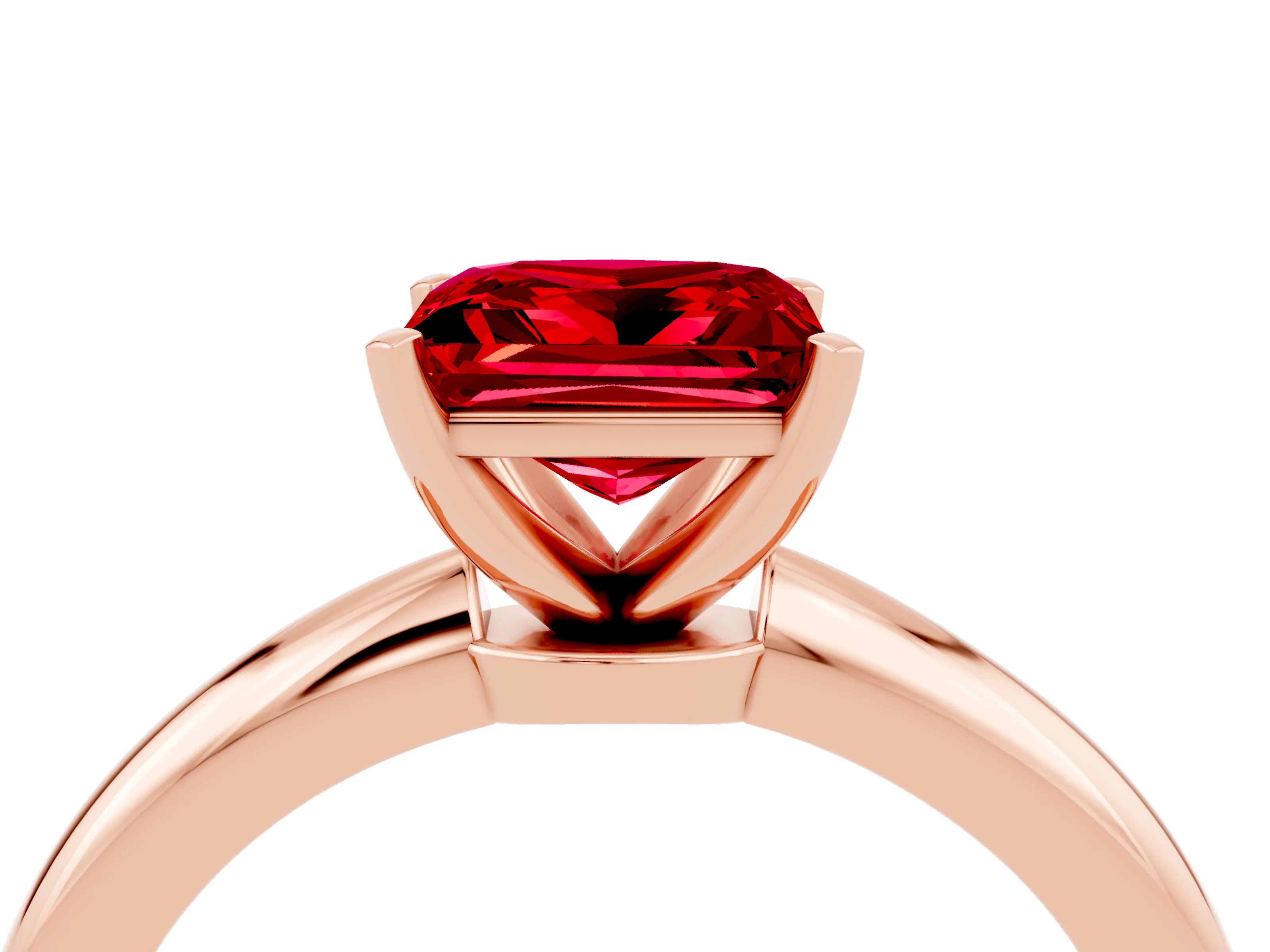 Rose gold Princess Cut Ruby Solitaire Ring with Six-Prong Setting and Classic Band_4