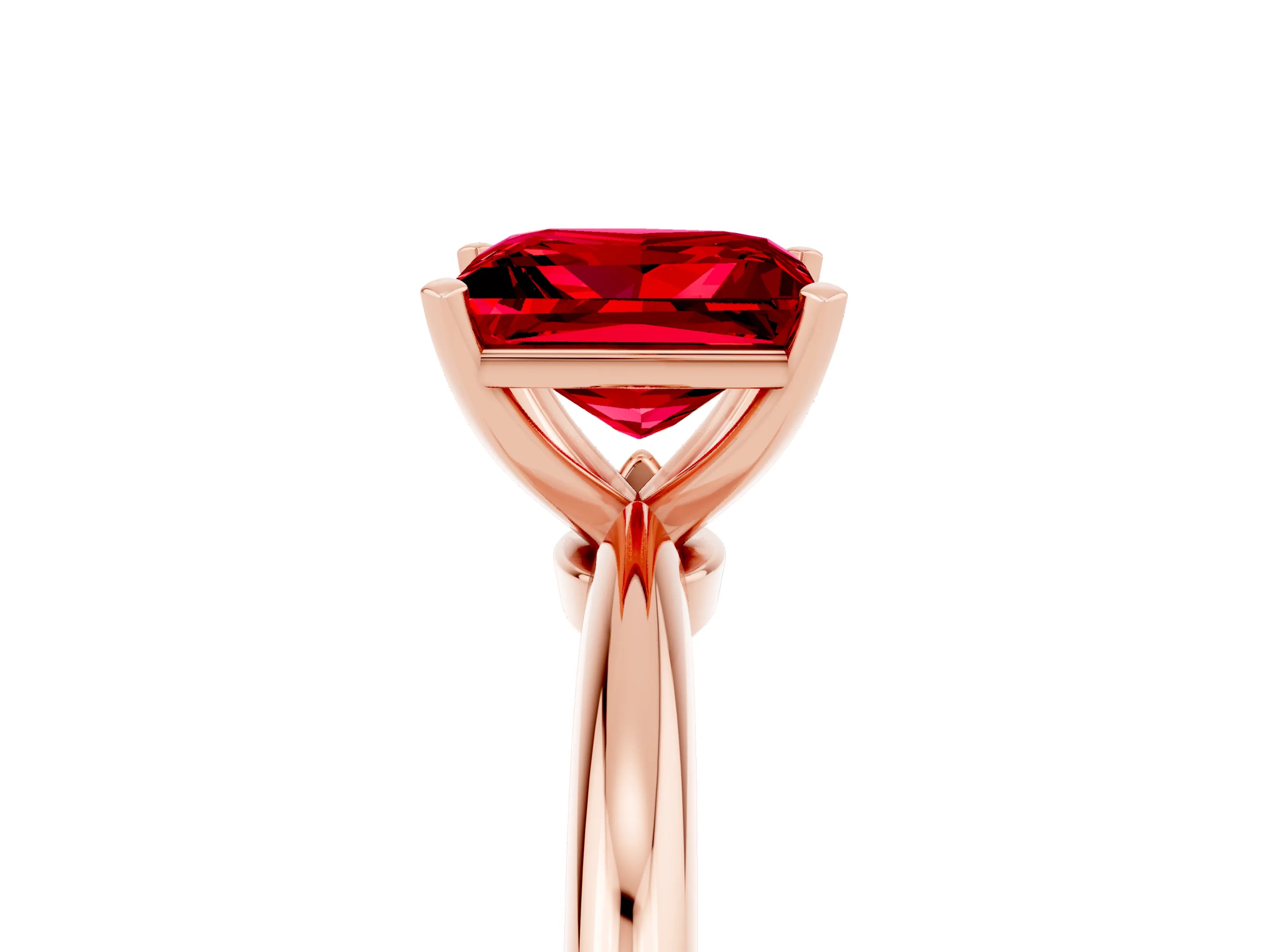 Rose gold Princess Cut Ruby Solitaire Ring with Six-Prong Setting and Classic Band_5