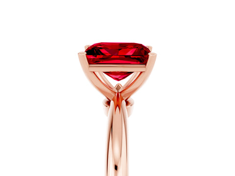 Rose gold Princess Cut Ruby Solitaire Ring with Six-Prong Setting and Classic Band_5