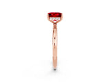 Rose gold Princess Cut Ruby Solitaire Ring with Thin Band and Four-Prong Setting_2