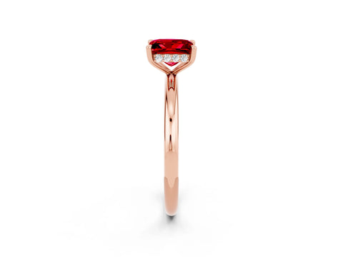 Rose gold Princess Cut Ruby Solitaire Ring with Thin Band and Four-Prong Setting_2