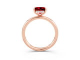 Rose gold Princess Cut Ruby Solitaire Ring with Thin Band and Four-Prong Setting_3