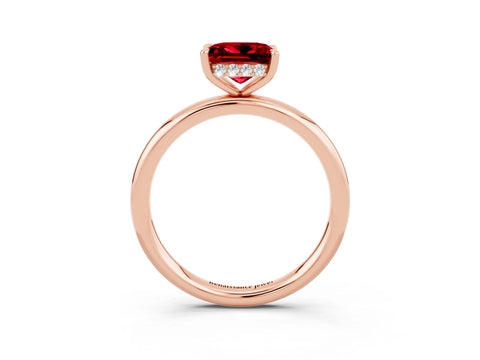 Rose gold Princess Cut Ruby Solitaire Ring with Thin Band and Four-Prong Setting_3