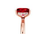 Rose gold Princess Cut Ruby Solitaire Ring with Thin Band and Four-Prong Setting_5