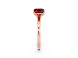 Rose gold Princess Cut Ruby Solitaire Ring with Thin Band and Prong Setting_14