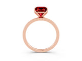 Rose gold Princess Cut Ruby Solitaire Ring with Thin Band and Prong Setting_15