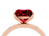 Rose gold Princess Cut Ruby Solitaire Ring with Thin Band and Prong Setting_16