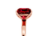 Rose gold Princess Cut Ruby Solitaire Ring with Thin Band and Prong Setting_17