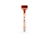 Rose gold Princess Cut Ruby Solitaire Ring with Thin Band and Prong Setting_26