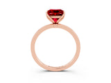 Rose gold Princess Cut Ruby Solitaire Ring with Thin Band and Prong Setting_27