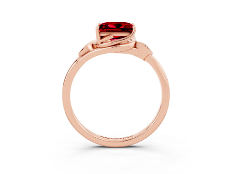 Rose gold Princess Cut Ruby Solitaire Ring with Twist Band and Four-Prong Setting_27