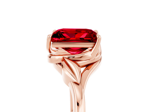 Rose gold Princess Cut Ruby Solitaire Ring with Twist Band and Four-Prong Setting_29