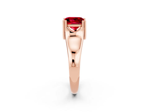 Rose gold Princess Cut Ruby Solitaire Ring with Wide Band and Prong Setting_2