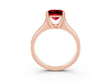 Rose gold Princess Cut Ruby Solitaire Ring with Wide Band and Prong Setting_3