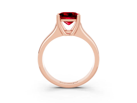 Rose gold Princess Cut Ruby Solitaire Ring with Wide Band and Prong Setting_3