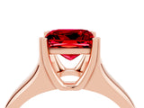 Rose gold Princess Cut Ruby Solitaire Ring with Wide Band and Prong Setting_4