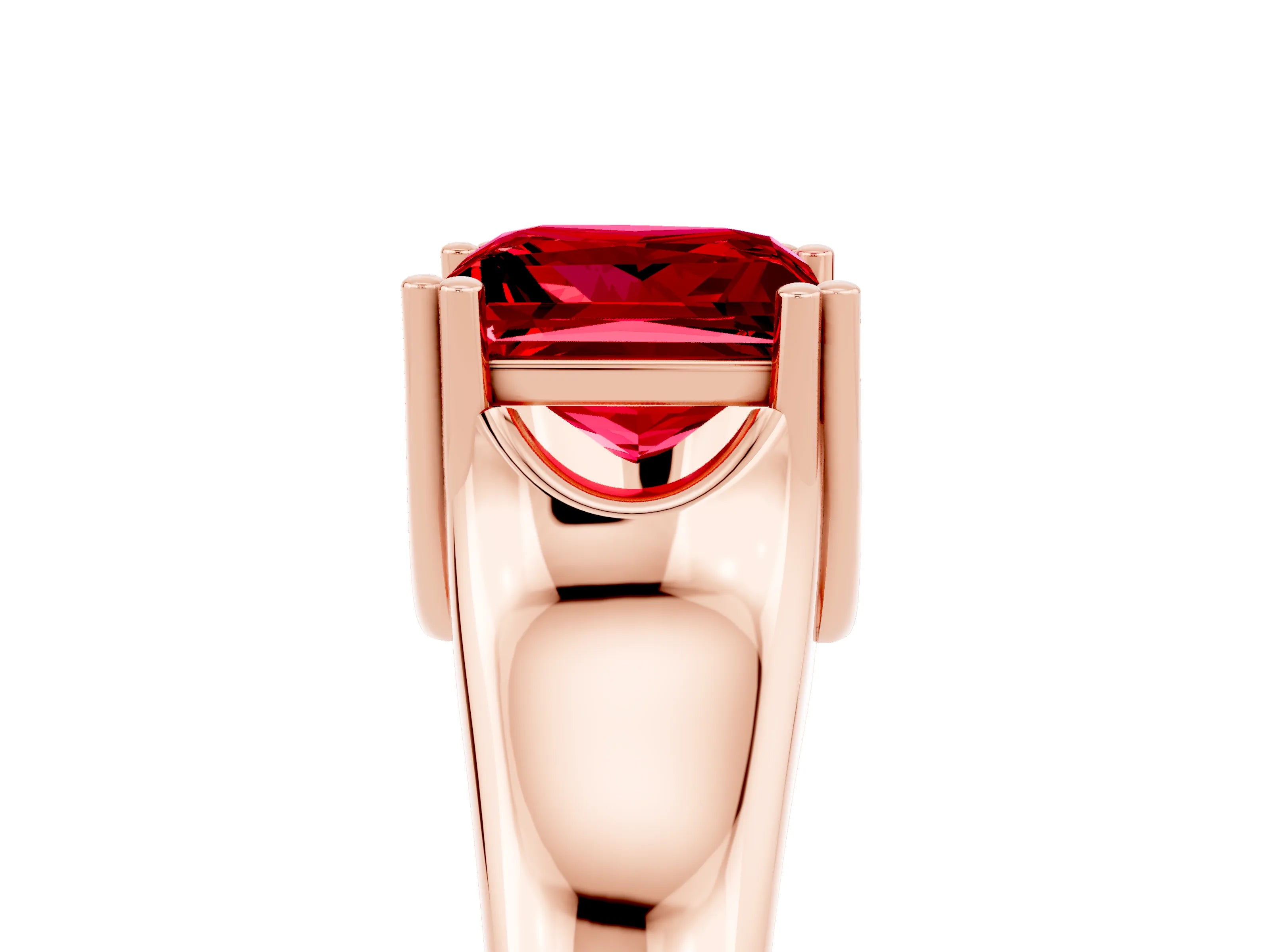 Rose gold Princess Cut Ruby Solitaire Ring with Wide Band and Prong Setting_5