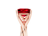 Rose gold Princess Cut Ruby Solitaire Twist Band Prong Setting Ring_41