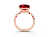 Rose gold Princess Cut Ruby Solitaire Twisted Band with Round  Accents and Prong Setting_15